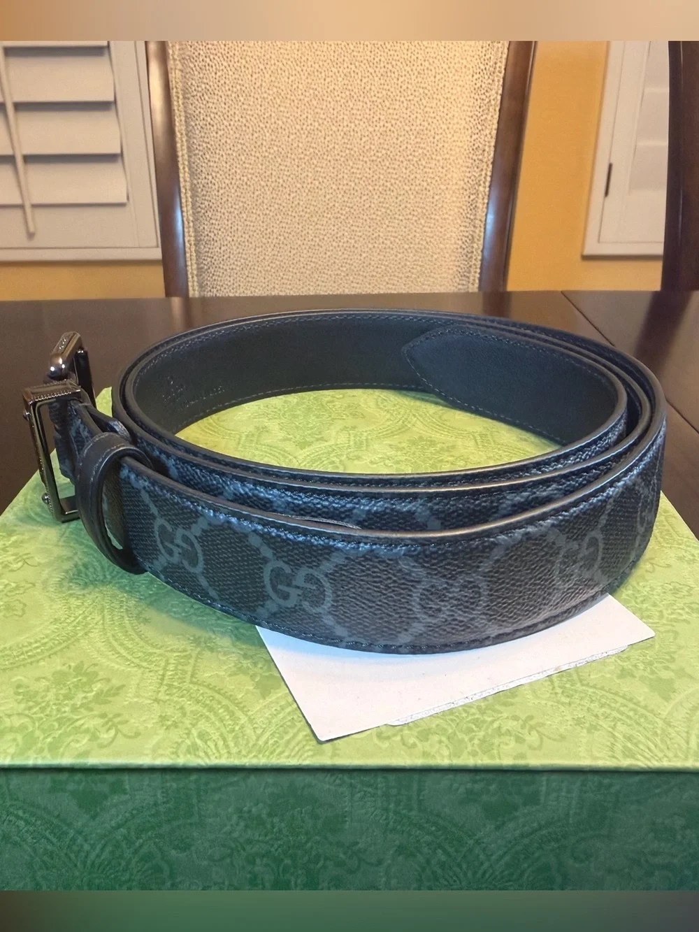 New Authentic Gucci GG Supreme Logo Belt Black Size 44 / 110 cm Waist 40 - 44